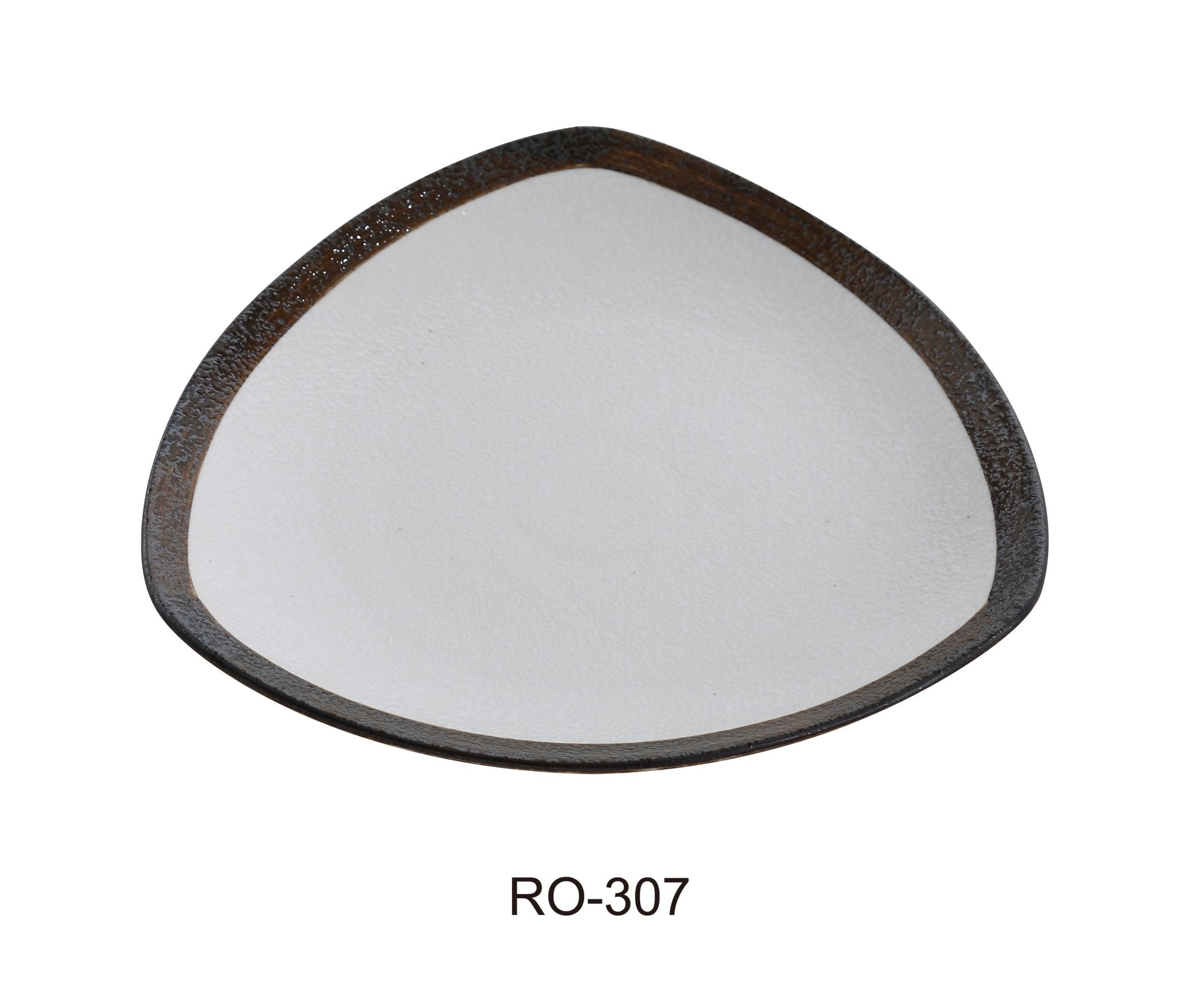 Yanco RO - 307 ROCKEYE 7" Triangle Plate, China, White & Brown, Two - Tone, Pack of 36