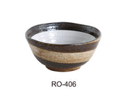 Yanco RO - 406 ROCKEYE 5 1/2" Diameter x 2" Soup/Salad Bowl, 14 Oz, China, White & Brown, Pack of 36