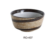Yanco RO - 407 ROCKEYE 6 1/2" Diameter x 3 1/2" Height Serving Bowl, 32 Oz, China, White & Brown, Pack of 36