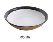 Yanco RO - 507 ROCKEYE 7" Round Salad/Soup Bowl, 14 Oz, China, White & Brown, Pack of 24