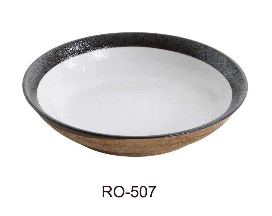 Yanco RO-507 ROCKEYE 7" Round Salad/Soup Bowl, 14 Oz, China, White & Brown, Pack of 24