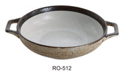 Yanco RO - 512 ROCKEYE 11 1/2" x 8 3/4" x 2 1/4" Round Bowl with Handle, 16 Oz, China, White & Brown, Pack of 12
