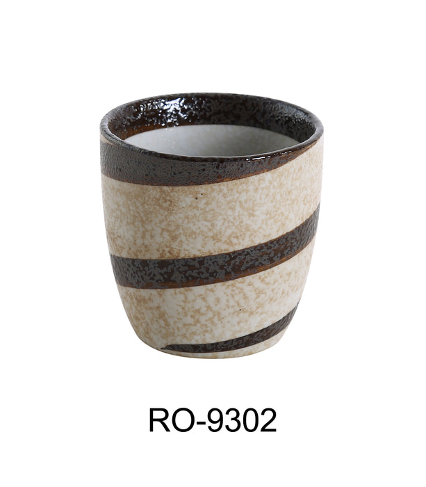Yanco RO-9302 ROCKEYE 3" x 3" Tea Cup, 8 Oz, China, White & Brown, Pack of 36