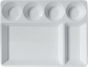 Melamine 6 compartment Rectangle Platter, 15 Inch. - White, Pack of 6