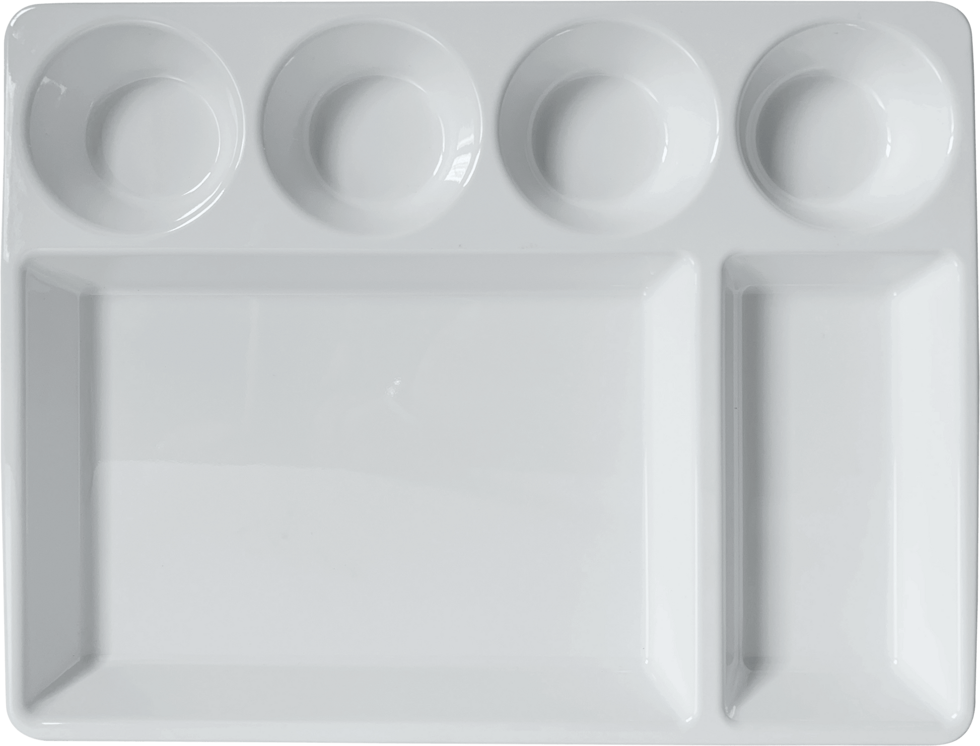 Melamine 6 compartment Rectangle Platter, 15 Inch. - White, Pack of 6