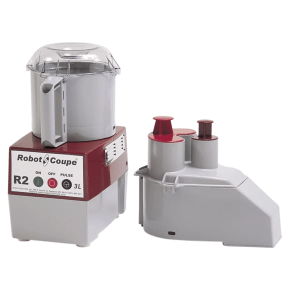 Robot Coupe R2N Combination Food Processor with 3 Qt. Gray Bowl, Continuous Feed & 2 Discs - 1 HP