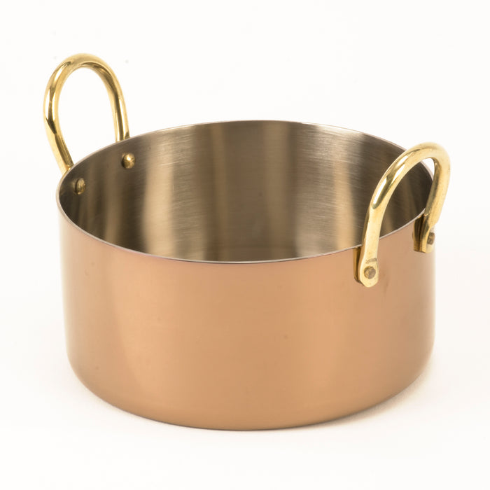 Stainless Steel Rose Gold Sauce Pan with Brass Wire Handles - 20 Oz