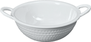 Melamine Dotted Serving Kadai Bowl, 8 inch, 17.5 Oz. White - 12/Case