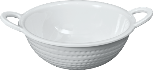 Melamine Dotted Serving Kadai Bowl, 8 inch, 17.5 Oz. White - 12/Case