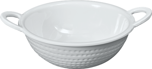 Melamine Dotted Serving Kadai Bowl, 8 inch, 17.5 Oz. White- 12/Case