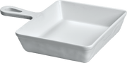 Melamine Square Serving Dish W/ Handle 8.4 Oz. White, Pack of 10