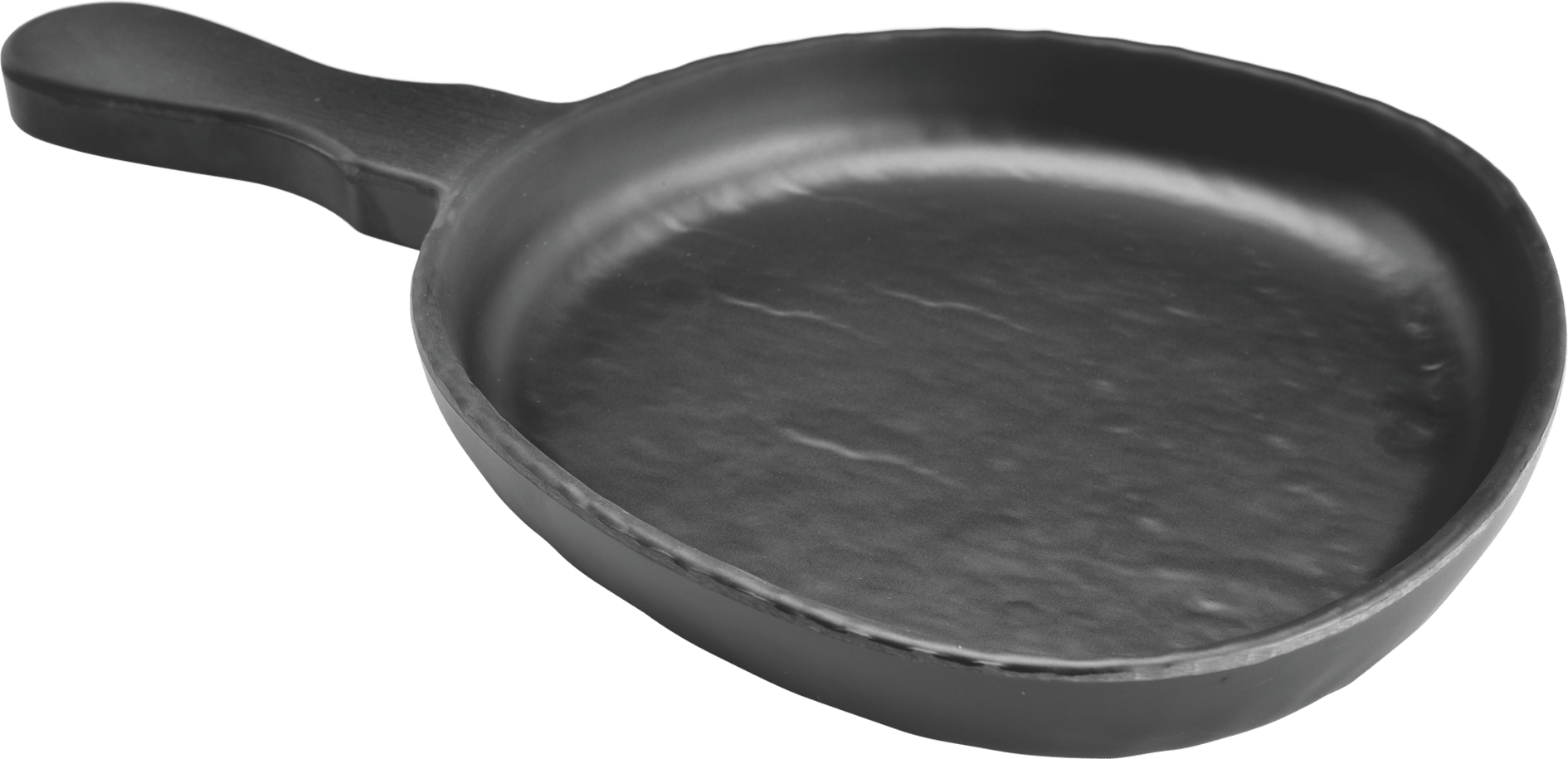 Melamine Serving Pan Shape Dish with Handle, Black, Pack of 6