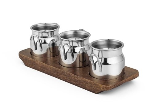 Stainless Steel Mini Milk Churn with wooden underliner tray