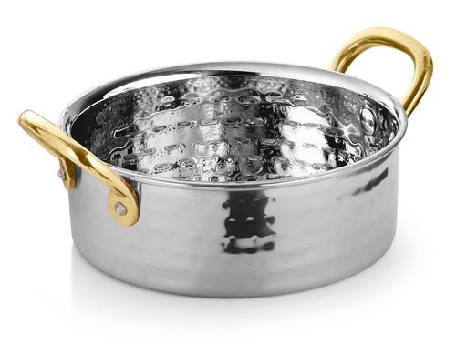 Hammered Stainless Steel Heavy Serving Bowl Sauce Pan - 27 Oz.