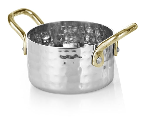 Hammered Stainless Steel Mini Sauce Pan Serving Bowls - 5.5 Oz. (160 ml)