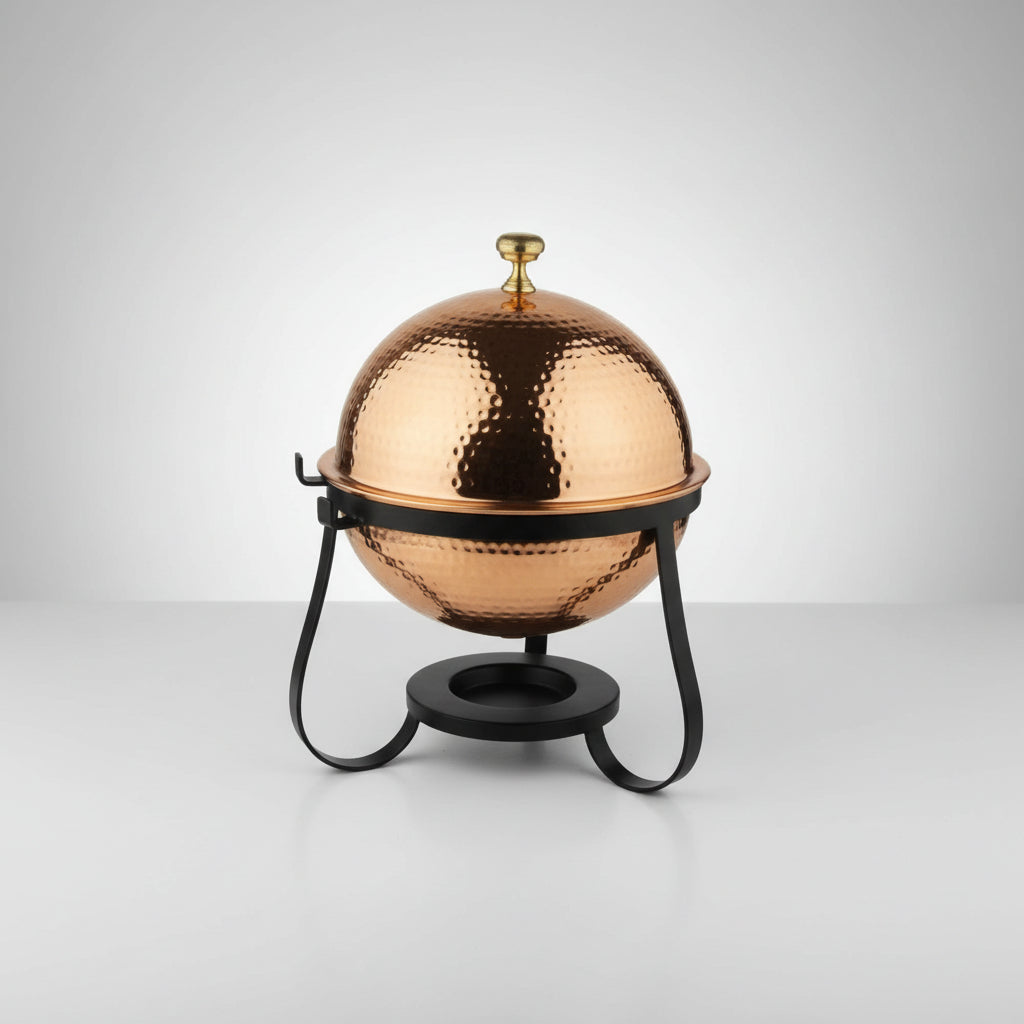 Nishi SG-84475C – Stainless Steel Hammered Copper Finish Dome Chafing Dish - 7 Qt.