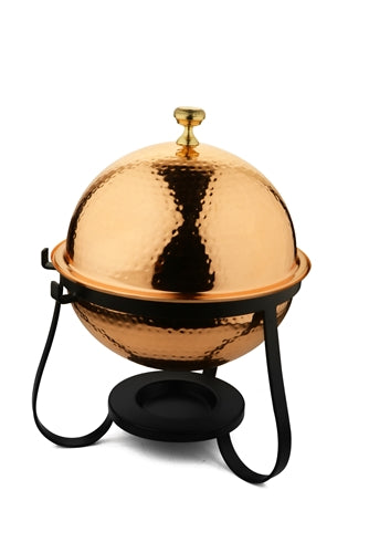 Stainless Steel Hammered Copper Finish Dome Chafing Dish - 7 Qt.