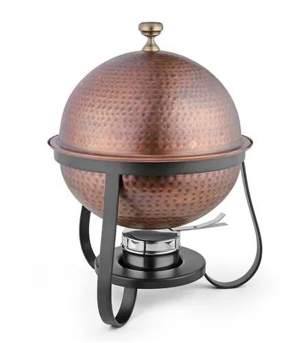 Nishi SG-86475C – Stainless Steel Hammered Antique Finish Dome Chafing Dish - 7 Qt.