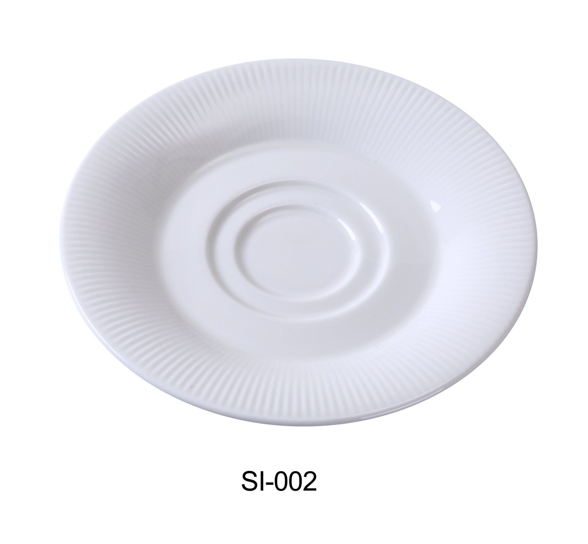 Yanco SI - 002 Siena 6" x 3/4" Saucer, 7 Oz, China, Embossed Rim, Round, White, Pack of 36