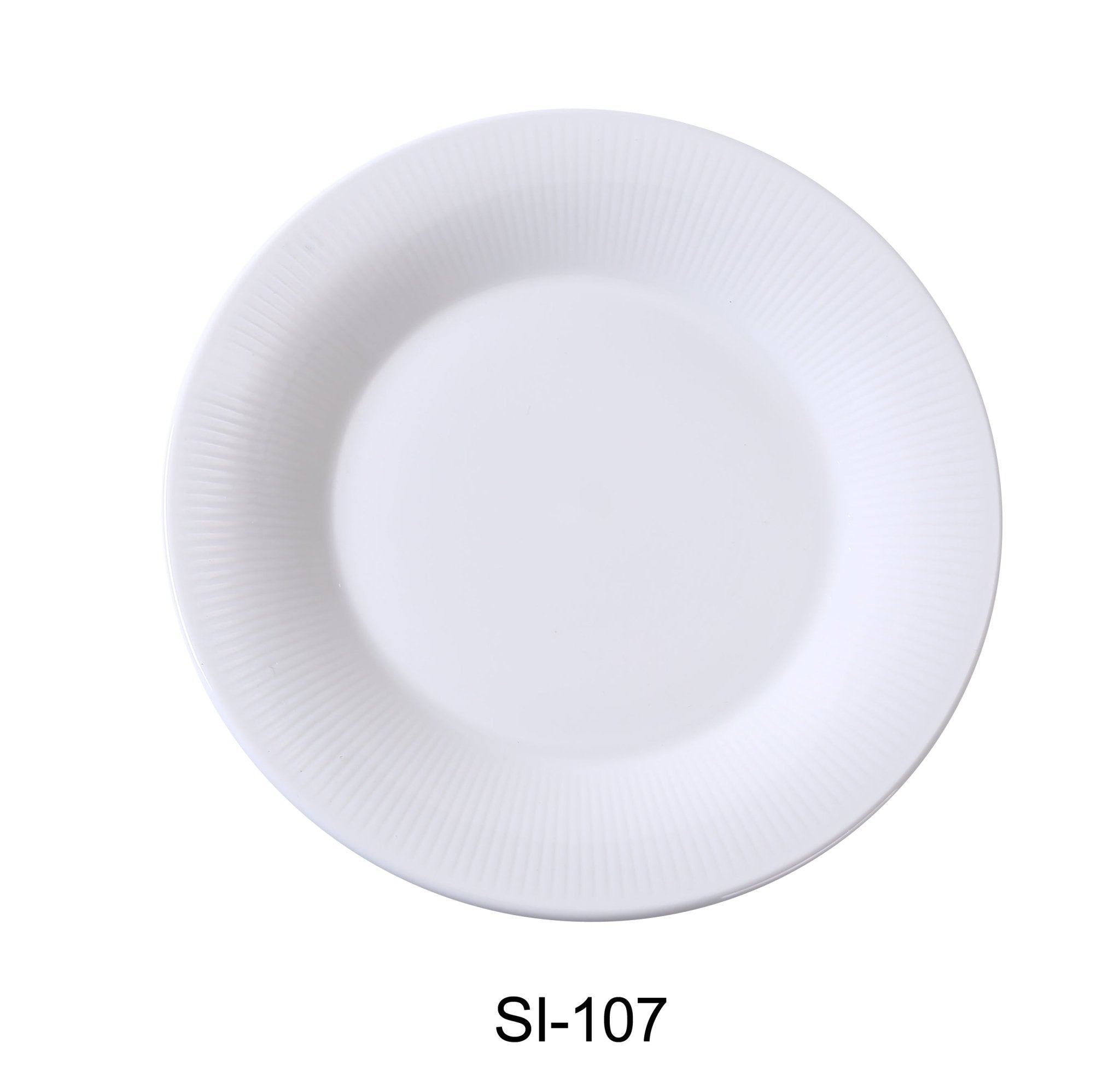 Yanco SI - 107 Siena 7" x 3/4" Round Plate, China, Embossed Rim, White, Pack of 36