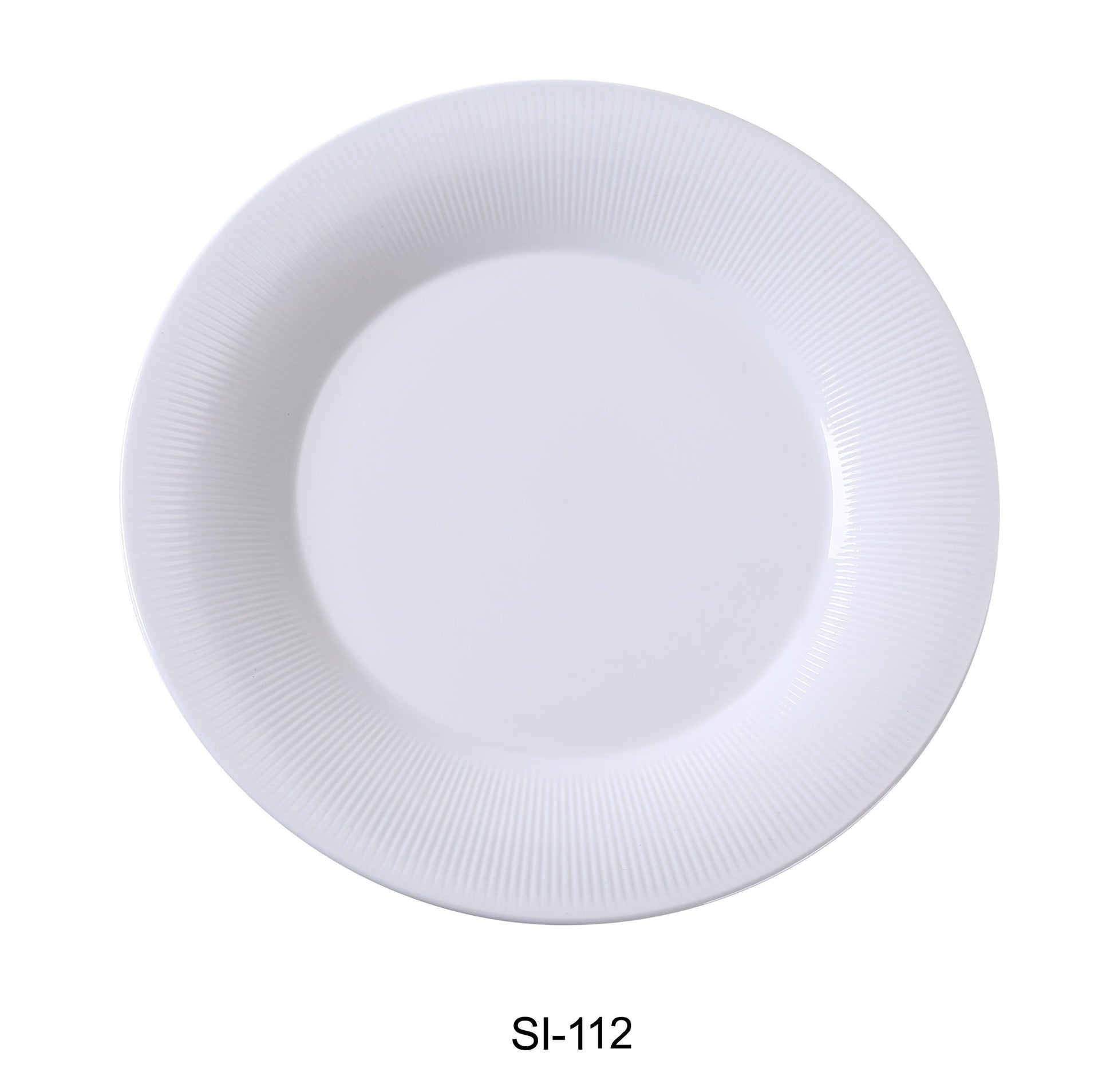 Yanco SI - 112 Siena 12" x 1 1/4" Round Plate, China, Embossed Rim, White, Pack of 12