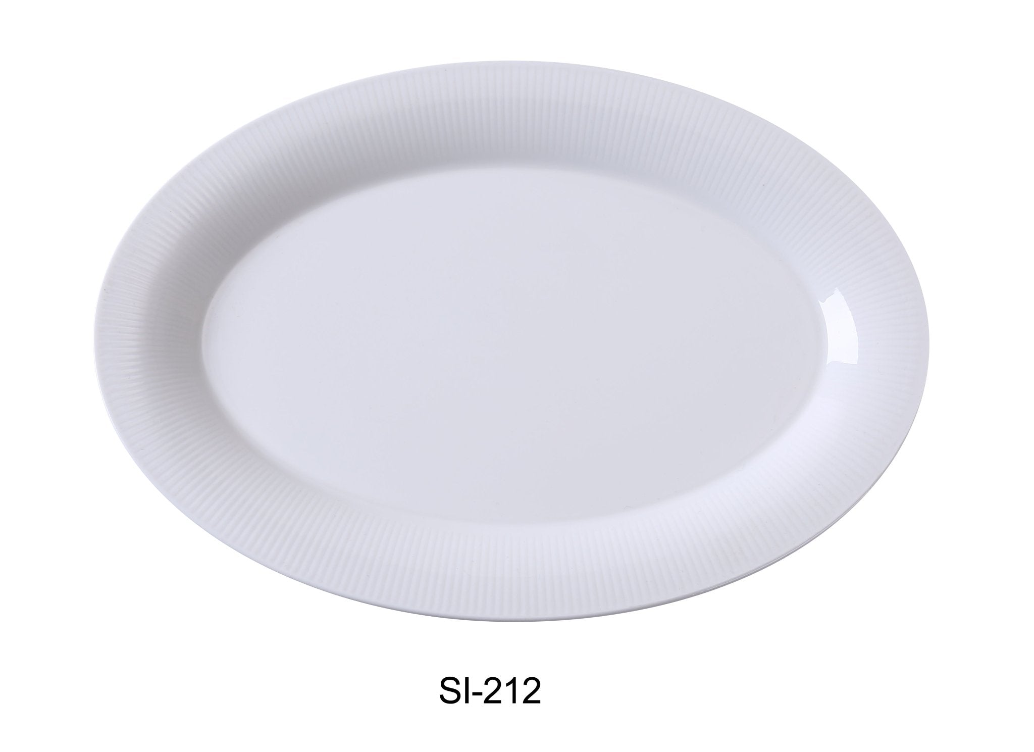 Yanco SI - 212 Siena 12" x 8 3/4" x 1" Oval Platter, China, Embossed Rim, White, Pack of 12