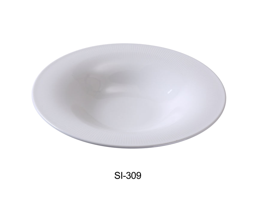 Yanco SI-309 Siena 9" x 1 1/2" Soup/Salad Plate, 8 Oz, China, Round, Embossed Rim, White, Pack of 24