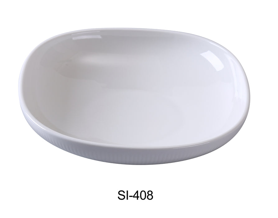 Yanco SI-408 Siena 8" x 1 3/4" Square Bowl, 24 Oz, China, Embossed Rim, White, Pack of 24