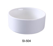 Yanco SI - 504 Siena 4" x 2" Soup Cup, 8 Oz, China, Embossed Rim, White, Pack of 36