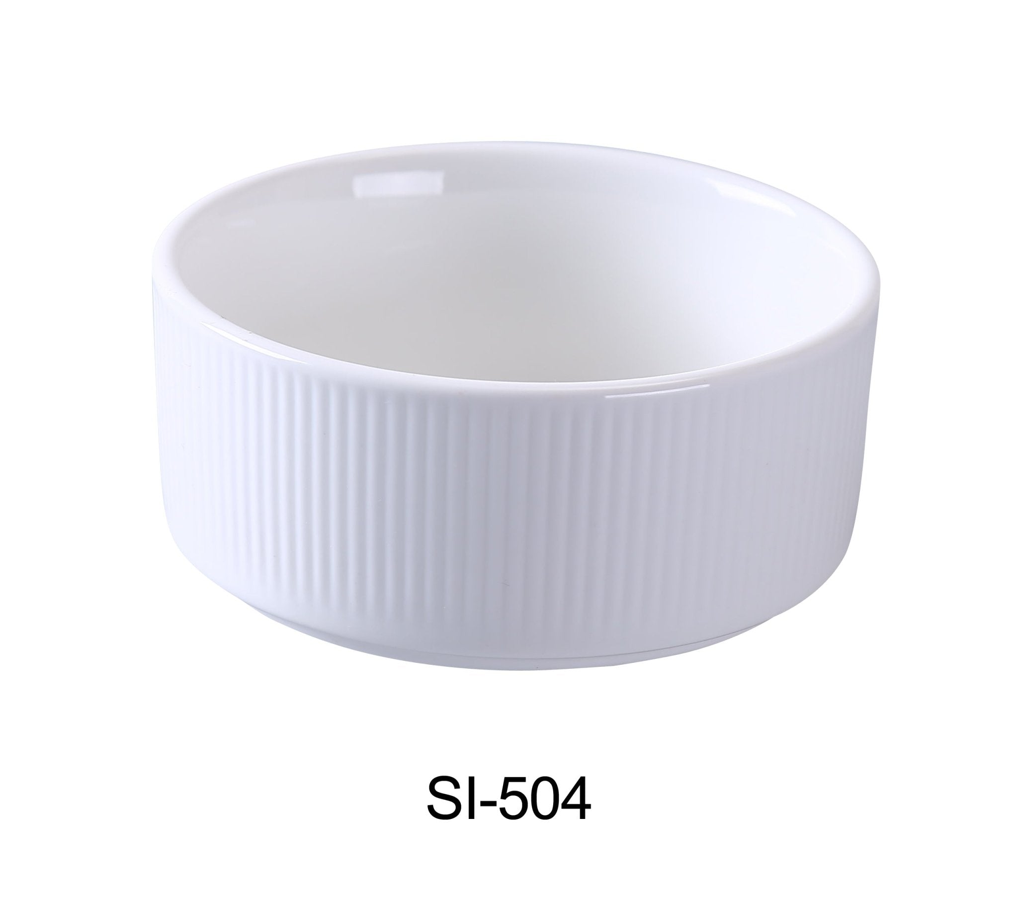Yanco SI - 504 Siena 4" x 2" Soup Cup, 8 Oz, China, Embossed Rim, White, Pack of 36