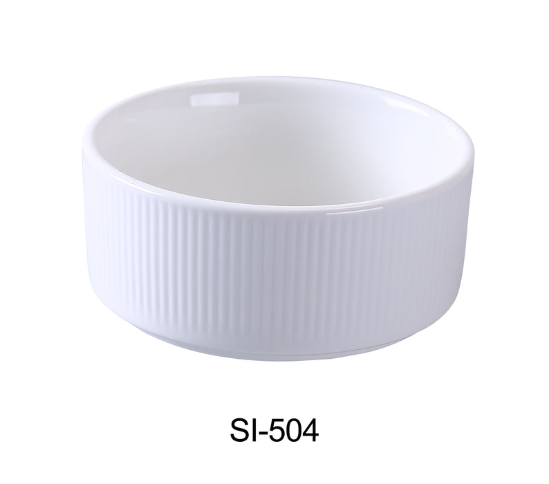 Yanco SI-504 Siena 4" x 2" Soup Cup, 8 Oz, China, Embossed Rim, White, Pack of 36