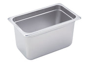 WINCO SPJH - 406 Stainless Steel 22 Gauge Anti - Jamming 1/4 Size Steam Pan - 6 inch Deep