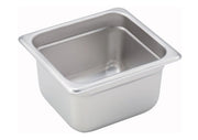 WINCO SPJH - 604 Stainless Steel 22 Gauge Anti - Jamming 1/6 Size Steam Pan - 4 inch Deep