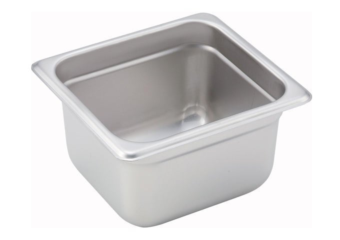 WINCO SPJH - 604 Stainless Steel 22 Gauge Anti - Jamming 1/6 Size Steam Pan - 4 inch Deep