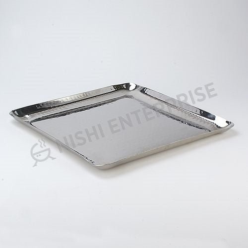 Square Hammered Stainless Steel Platter 12 inch