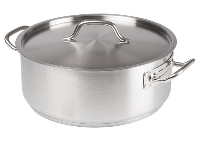 Winco SSLB - 15 Stainless Steel Brazier with Cover - 15 Quarts