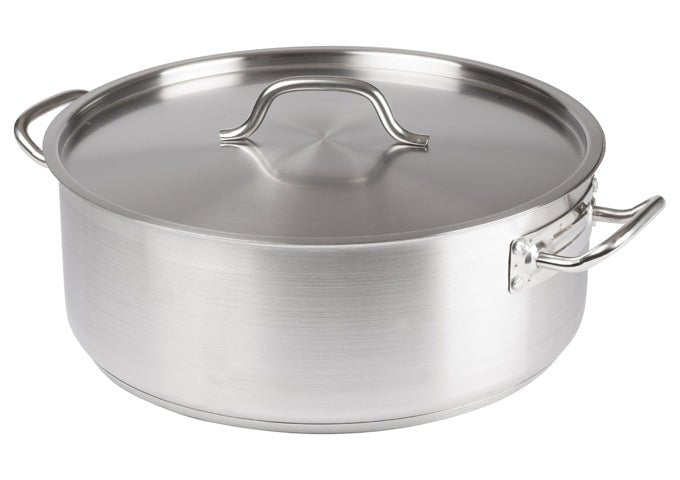 Winco SSLB - 20 Stainless Steel Brazier with Cover - 20 Quarts