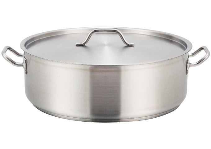 Winco SSLB - 25 Stainless Steel Brazier with Cover - 25 Quarts