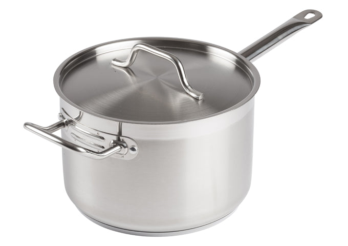 Winco SSSP-10 Sauce Pan with Cover & Helper Handle- 10 Qt.