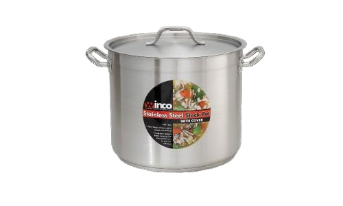 WINCO SST - 80 Stainless Steel Stock Pot with Cover - 80 Qt.