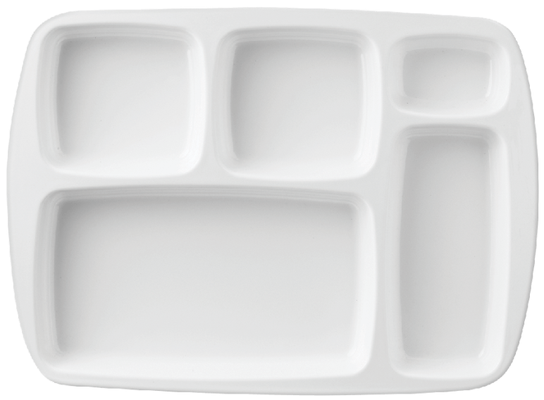 Servewell H-2230W – Melamine 5 section divided Rectangle Plate White
