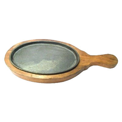Cast Iron Sizzler platter with Wooden Liner and Handle