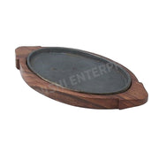 Cast Iron Oval Sizzler with wooden tray
