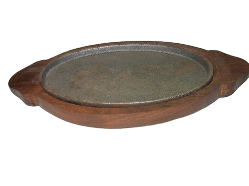 Cast Iron Oval Sizzler with wooden tray