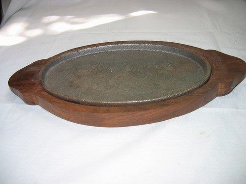 Cast Iron Oval Sizzler with wooden tray