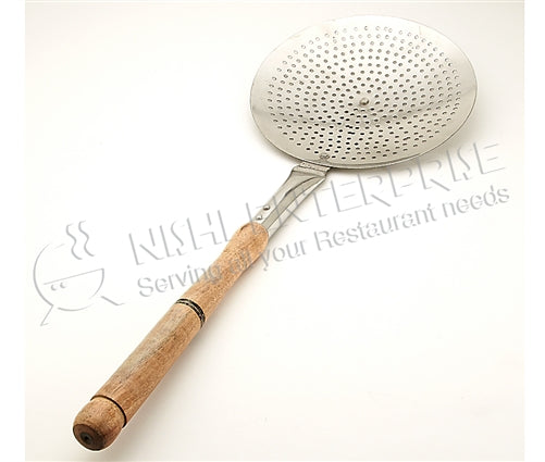 Stainless Steel Jara Skimmer 10 inch with wooden handle