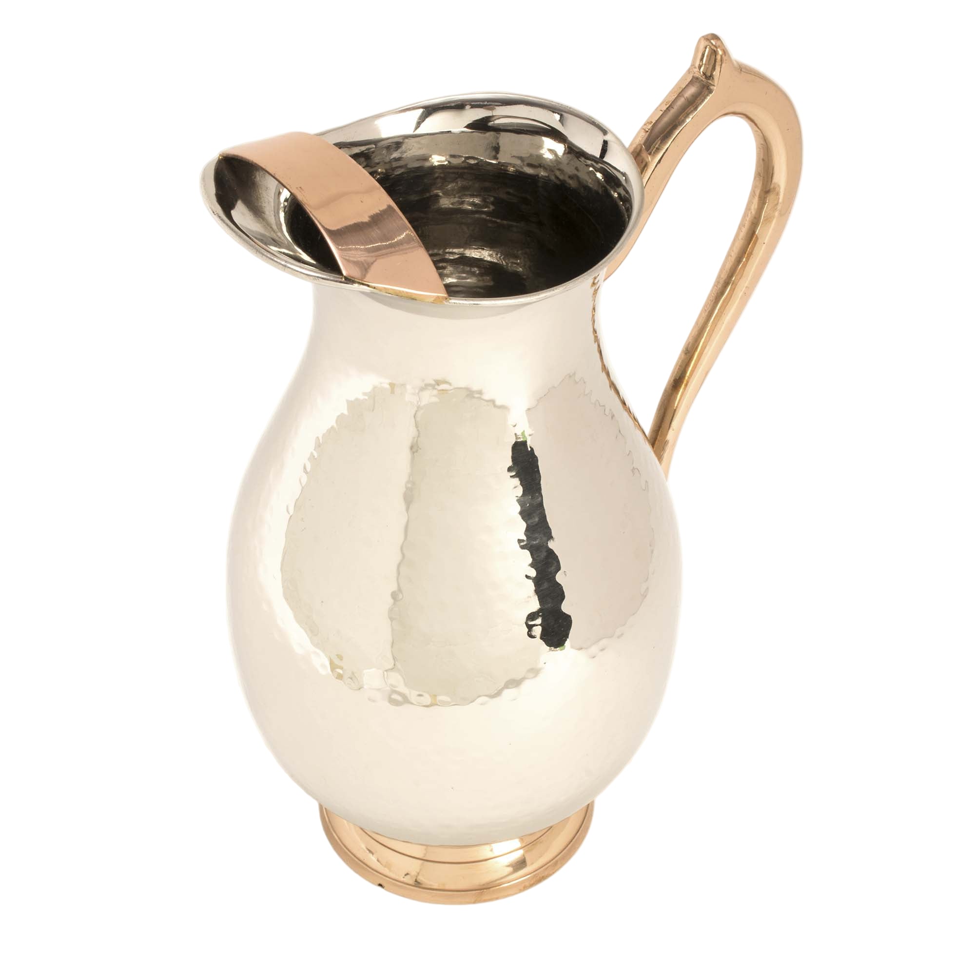Hammered Stainless Steel Water Pitcher with Copper Handle