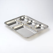Stainless Steel Rectangle Compartment Plate / Thali 5 portion - R