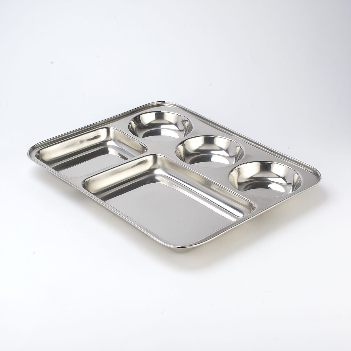 Stainless Steel Rectangle Compartment Plate / Thali 5 portion - R