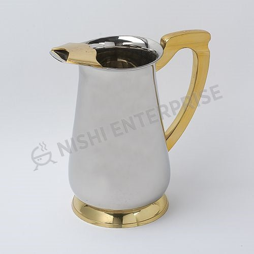 Stainless Steel Pitcher with Brass Handle